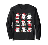 Ghosts Wearing Santa Hats Reading Books Christmas Book Lover Long Sleeve T-Shirt