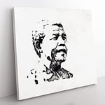 Nelson Mandela Modern Canvas Wall Art Print Ready to Hang, Framed Picture for Living Room Bedroom Home Office Décor, 35x35 cm (14x14 Inch)