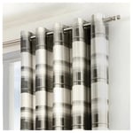 Fusion Balmoral Check Fully Lined Eyelet Curtains - Grey Width 168Cm X Drop 229Cm