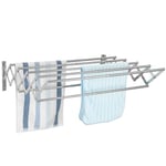 IBVIVIC Étendoir à Linge Mural Pliable, Porte-Serviettes Rétractable en Acier Inoxydable, Séchoir à Linge avec 7 Barres pour Intérieur & Extérieur, Longueur Réglable de 42 à 80CM (Argent)