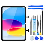 NB+ Screen Replacement For iPad 10th Generation 10.9" Touch Screen Digitizer 2022 Pre-Installed Adhesive Black Model A2696 A2757 A2777 with Tools