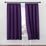 PONY DANCE Rideau Galon Fronceur - Rideaux Occultant Thermique Isolation Anti Chaleur/Froid, Décoration Double Drapiers pour Chambre Maison Salon, 2 Panneaux, 140 x 175 cm, Violet