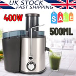 400W Juicer Machine Whole Fruit Vegetable Juice Extractor 304 Stainless 500ML UK