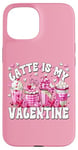 Coque pour iPhone 15 Pink Valentines Day Latte Is My Valentine Nurse Graphic