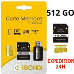 Carte Micro-Sd 512 Go Classe 10 4k Sdxc Smartphone Tablette Caméra Sport 100% Reél Class 10 + Lecture Carte