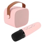 (Pink)Mini Karaoke Machine With Wireless Microphone Portable BS