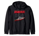 World War 2 German Bismarck Ship Model WW2 Battleship Boys Zip Hoodie