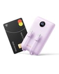 Power Bank Fast Charging PD 22.5W WeeFancy 10000mAh Portable Charger With Built in Cables Small Battery Pack USB C with 3 Outputs ＆ 3 Inputs Mini Powerbank Compatible with iPhone Samsung (Purple)