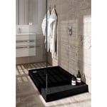 Otitec - Receveur de douche en acrylique noir - structure en pierre - rectangulaire - jamaica - 100 x 80 - noir