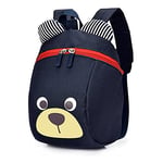 MOTOLIMO Sac à Dos Enfant Ours Cartable BéBé Sac Scolaire Maternelle Sac à Dos Mignon de Cartoon Anti Lost Laisse Harnais De SéCurité Sangle Garcon Fille 1-3 ans (Bleu Marin)