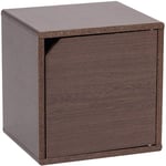 Iris Ohyama, Étagère, Meuble, Cube de rangement, Petit Meuble de rangement, Meuble d'appoint,Porte avec clips, Empilable, Solide, Bureau, Chambre, Salon - QR Box with Door - QR-34D - Marron