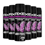 AXE Déodorant Homme Spray Provocation, 48h non-stop frais, Parfum noix de coco et poivre noir (Lot de 6x200ml)