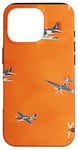 Coque pour iPhone 16 Pro Drapeau américain minimaliste orange tropical P-51 Mustang de la Seconde Guerre mondiale