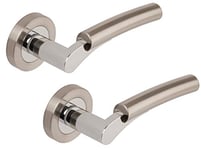 Excel DH3650 Ultimo Passage Door Handles on Round Rose, Duel Satin Nickel/Polished Chrome