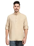 SKAVIJ Homme Coton Kurta Indian Casual Chemise (Beige, Large)