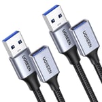 Lot de 2 Câble Rallonge USB 3.0 5Gbps Câble Extension USB 3.0 Mâle A vers Femelle A Nylon Tressé Compatible avec Clé USB Hub USB Disque Dur Clavier Souris Imprimante Webcam Manette PS4 (3M)