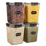 YASHE 5.3L Boîte Conservation Alimentaire Lot de 4, Boîte Rangement Cuisine en Plastique avec Couvercle, Sans BPA Boîte Hermetiques Alimentaires pour Cereales, Pâtes, Farine, Aliment