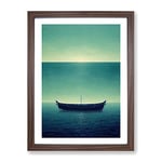Boat Under The Ocean Framed Print for Living Room Bedroom Home Office Décor, Wall Art Picture Ready to Hang, Walnut A4 Frame (34 x 25 cm)