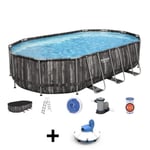 Kit Piscine hors sol tubulaire BESTWAY - Power Steel™ - 610 x 366 x 122 cm - Ovale + Robot aspirateur Frisbee