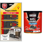 PROTECT EXPERT SOUTRAP3 Pièges À Souris-3 Tapettes Plastiques-Rapide & Caussade CARSPT150 Rats & Souris - 15 Pâtes Appât prêt à l'emploi -Habitation et Cuisine | Forte Infestation