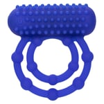 10 Bead Maximus Blue Silicone Dual Cock Ring Rechargeable Vibe Erection Enhancer