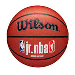 Wilson Ballon de Basket, Jr. NBA Family, Extérieur et Hall de Sport, PureFeel Cover, Taille: 5, Blanc/Brun