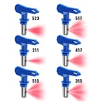 6 pcs Buse Airless pulvérisation Réversible,Buse Airless pour Pistolet à Peinture Haute Pression (Tapez 211, 315, 417, 515, 517, 523)