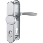 Hoppe Garniture de porte Porte d'entrée Vérone – ö Norme Distance 88 mm, acier inoxydable mat, plaque longue vérification Profil Protection pour épaisseur de porte 67–72 mm, avec Kern Cylindre, : RC2 après virole en 1906, 1 pièce de sécurité