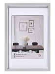 walther Design Picture Frame Silver 30 x 40 cm with PassepArtout, Steel Style Plastic Frame ES040S