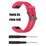 For Garmin Fenix 6 6s 6x 5 5s 5x Silicone Watch Band 20mm 22mm Rose Red