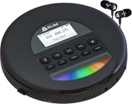 Nomad - Nouveauté 2024 - Lecteur Cd Portable - Batterie Intégrée Longue Durée - Avec Écouteurs - Compatible Cd-R,Cd-Rw,Mp3 - Bluetooth Baladeur Lecteur Cd Pour Voiture,Maison,Extérieur Noir