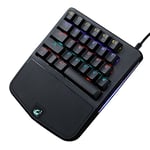 UPXIANG Wired Blue Switch 28-Key Professional Singlehanded Mechanical Gaming Keyboard Mixed LED Backlit Backlight Mini Keypad for LOL/ PUBG/ WOW / DOTA / OW PC Mobile Games