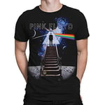 Liquid Blue Unisex-Adult Pink Floyd Stairway to The Moon T-Shirt, Black, Medium