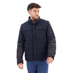 BOSS Mens J Lisk Mixed-Material Down Jacket with Branded Sleeve Pocket Blue