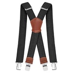 Pejoye Bretelles Homme 4cm Larges Vintage Fort Durables Entièrement Réglables avec 4 Métal Clips X forme pour Homme et Femme