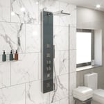 Modern Thermostatic Shower Panel Column Tower Body Jets Twin Head Bathroom Glass