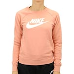 Nike W NSW Essntl Crew FLC Hbr T-Shirt à Manches Longues Femme Pink Quartz/White FR: S (Taille Fabricant: S)