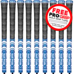 GOLF PRIDE MCC TEAM MULTI COMPOUND GOLF GRIPS BLUE / WHITE X 9 +FREE GRIP TAPE