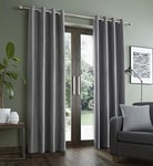 Catherine Lansfield Eyelet Curtains, Polyester, Grey, 117 x 137cm