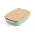 KitchenAid Pistachio Small 20cm Stoneware Rectangular Dish with Bamboo Lid