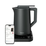 Haier Series 7 Smart Kettle with Temperature Control by 1 degree, LCD Display, 6 Automatic Programs, Keep Warm (up to 12hrs), Stainless Steel, Energy Saving, 1.3L, 3000W [Grey]