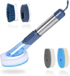 MASTERTOP Dish Brush, Soap Dispensing Dish Brush with 4 Multi-functional Heads