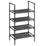 Songmics 4-Tier Shoe Rack, Shoe Storage Organizer med metallram, icke-vävt tyglager, för hall, sovrum, vardagsrum, 45 x 28 x 80 cm, svart LSR004B02