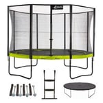 Trampoline 430 cm + filet + échelle + bâche + kit ancrage PUNCHI Vert