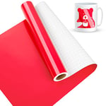 Vinyle Adhésif Rouge Brillant, 30 x 457 cm Vinyle adhésif Rouge pour Cricut, Silhouette Cameo, Vinyle permanent pour Cadeaux de Bricolage, Mug