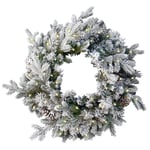 National Tree Pre-Lit Snowy Dorchester Pine Christmas Wreath – 60cm