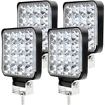 4st 48w Led Arbetsljus, 12V Bil Led Spotlight Vattentät Ip 67, Led Arbetsljus För Bil Lastbil Traktor Suv Båt (4st)