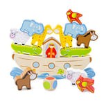 New Classic Toys 10548 Game Noahs Ark Educational Wooden Toys for 2 Year Old Boy and Girl Toddlers Learn to Balance, Multi Color