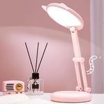 Lampe de bureau led pour enfants, lampe de chevet avec oreilles de chat rose, réglable pour filles