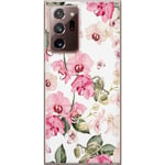 Samsung Galaxy Note20 Ultra Transparent Mobilskal Rosa blommor